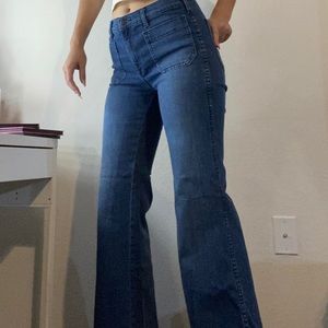 GAP 70's style wide leg front pocket jeans 27 S